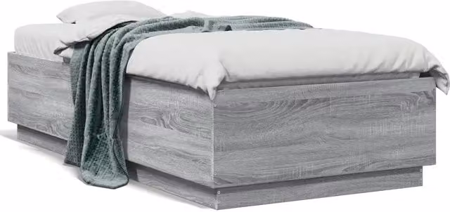 Letto singolo per adulti con giroletto e doghe in legno Rovere Sonoma L/P/H: 90 x 190 cm
