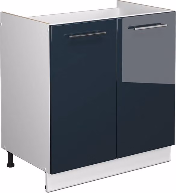 Mobile lavello cucina Fame-Line Vicco Blu scuro lucido e Bianco L: 80 cm
