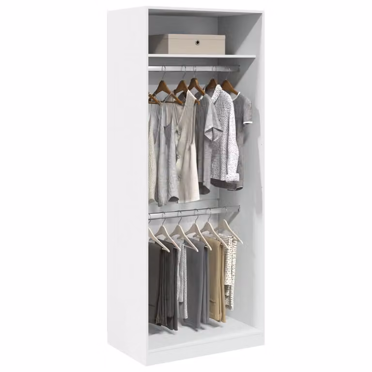 vidaXL Armadio Bianco con Ante a Battente in Legno e MDF L/P/H: 80 x 50 x 200 cm