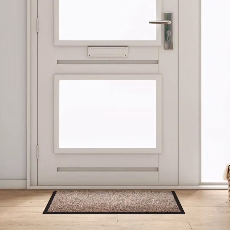 Tappetino vidaXL in tessuto teddy beige, antiscivolo e lavabile in lavatrice, L: 60 cm, P: 80 cm, H: 1,2 cm