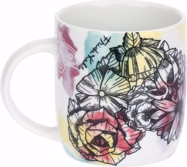 Mug in porcellana Hearts Thun x Frida Kahlo multicolore con decorazioni floreali
