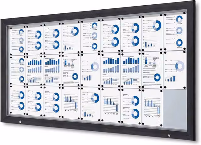 Bacheca da esterno con apertura a ribalta GIORDANOSHOP in alluminio con LED, colore grigio antracite, L: 212,5 cm, H: 106,7 cm, P: 4,7 cm