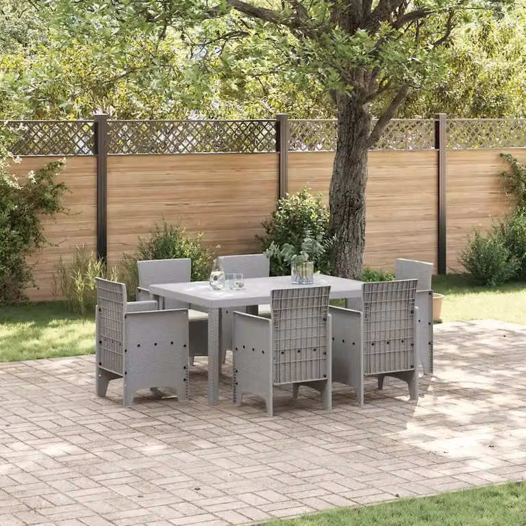 Set da pranzo per giardino e terrazza vidaXL in 7 pezzi in rattan grigio chiaro