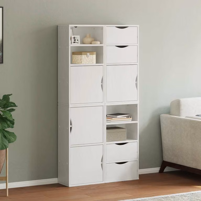 Set di 4 armadietti a muro vidaXL ODDA in legno di pino bianco L 40 cm x P 24 cm x H 79 cm