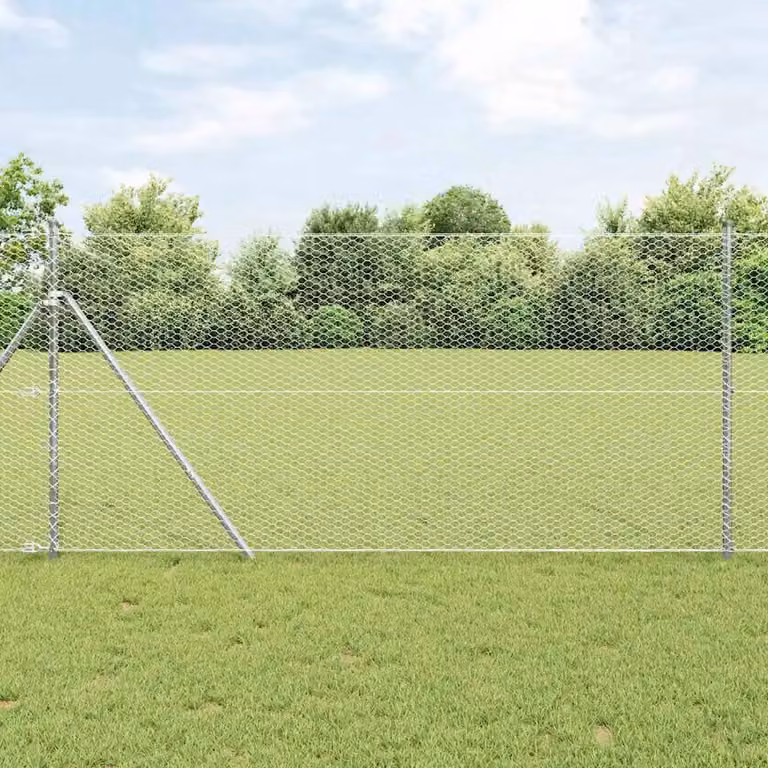 Palo per recinzione rotondo vidaXL in acciaio galvanizzato argento, H: 190 cm, L: 50 cm