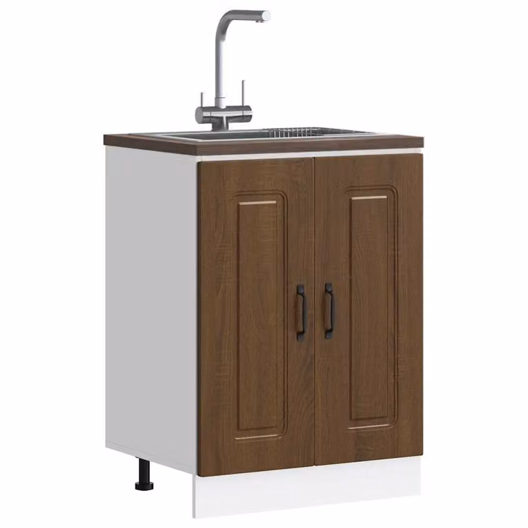 Base lavello mobile Kalmar vidaXL colore marrone con ante a battente L: 60 cm, P: 46 cm, H: 81,5 cm