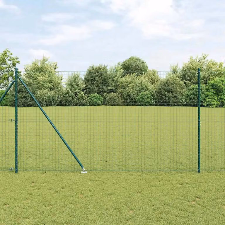 Set di 52 pali per recinzione rotondi vidaXL con picchetto a terra in acciaio zincato e plastica, Verde o Grigio, L/P/H: 3,2 x 3,2 x 215 cm