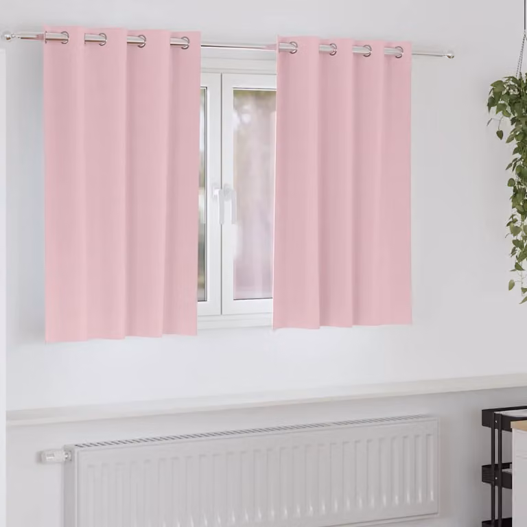 Set di 2 tende blackout vidaXL con anelli in poliestere, colore rosa baby, L: 140 cm x H: 140 cm