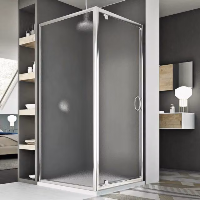 Box Doccia Rettangolare IDRALITE Sintesi Duo 1 con Anta in Vetro Trasparente e Profilo Argento L: 90 cm, P: 70 cm, H: 185 cm