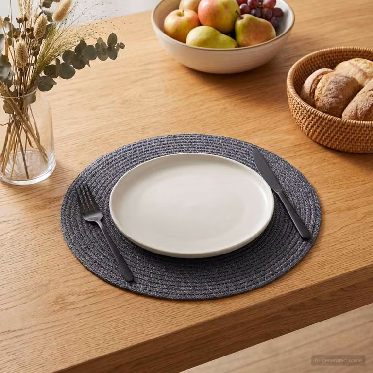 Set di 6 sottobicchieri rotondi vidaXL in juta color grigio scuro