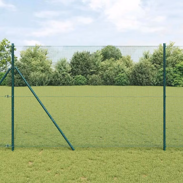 Recinzione a rete saldata vidaXL in acciaio e PVC verde da fissare a terra, L: 150 cm, H: 50 cm