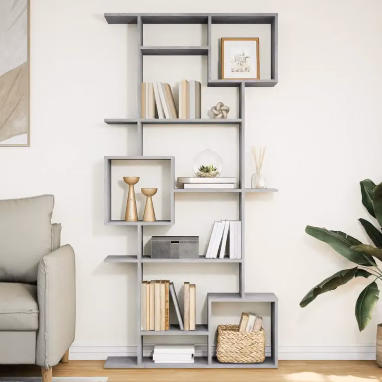 Libreria vidaXL Grigio in Legno e MDF da Soggiorno, L: 92 cm, P: 29 cm, H: 188 cm