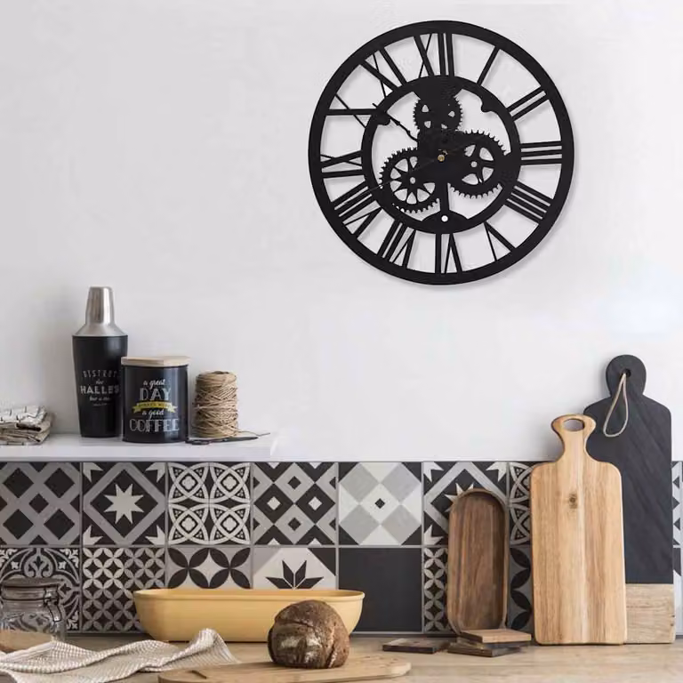 Orologio da parete analogico moderno vidaXL, Nero, Diametro: 30 cm