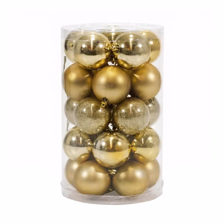 Set di 25 palline di Natale VESTIAMO CASA Oro Mix, diametro: 6 cm