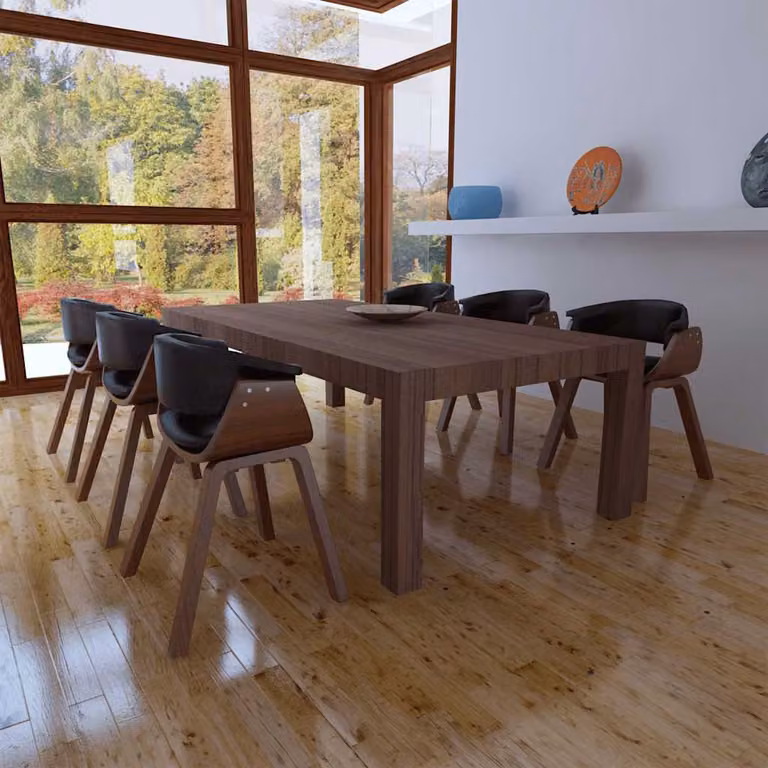 Set di 6 sedie da pranzo vidaXL in legno e similpelle nera e marrone per cucina e sala da pranzo