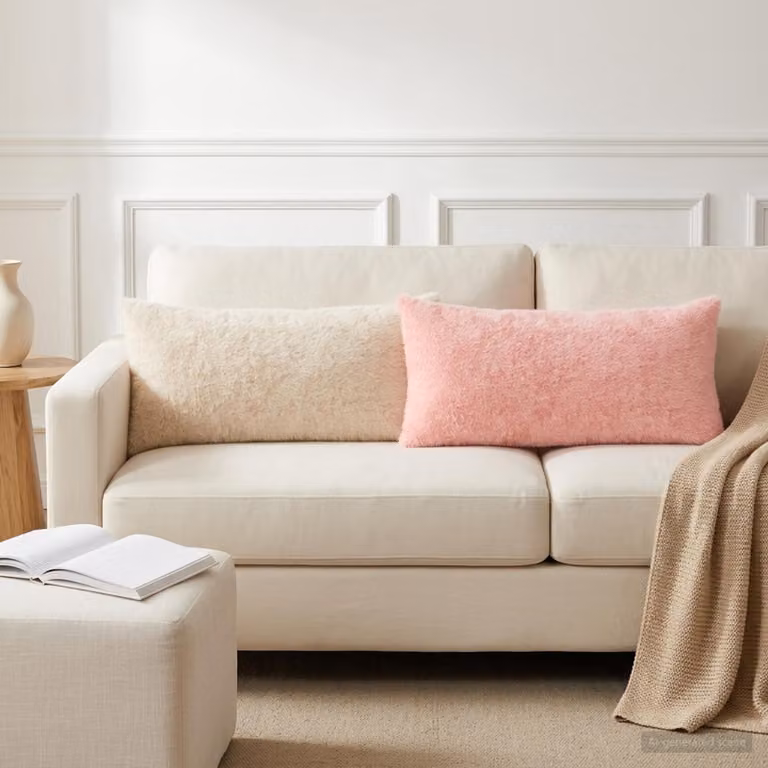 Set di 12 federe vidaXL HEERLEN in ecopelliccia rosa, L 80 cm x P 40 cm