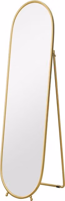 Specchio Ovale Moderno HOMCOM da Terra o a Parete in Vetro e Metallo, Colore Oro, L 40 cm x P 15 cm x H 159 cm