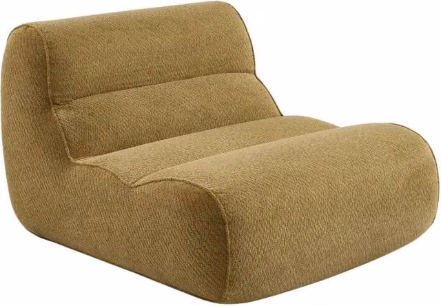 Poltrona moderna SWEEEK in tessuto con struttura imbottita, verde oliva e marrone, L: 108 cm, P: 66 cm, H: 95 cm