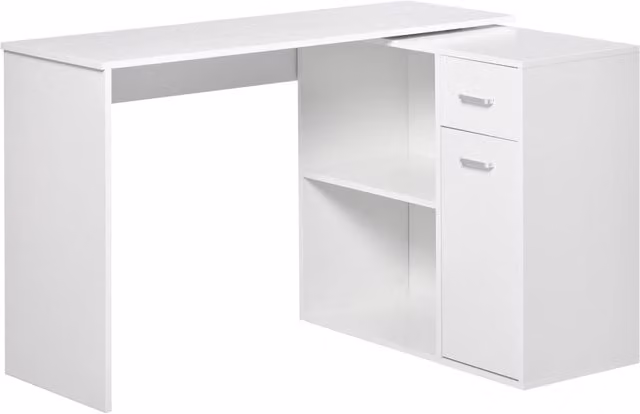 Scrivania angolare con libreria XYLO in legno bianco L: 173 cm, P: 39.8 cm, H: 74 cm