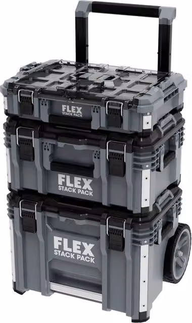 Cassetta degli attrezzi con ruote 3in1 FLEX STACK PACK TK-L SP SET-1 grigia in plastica e metallo
