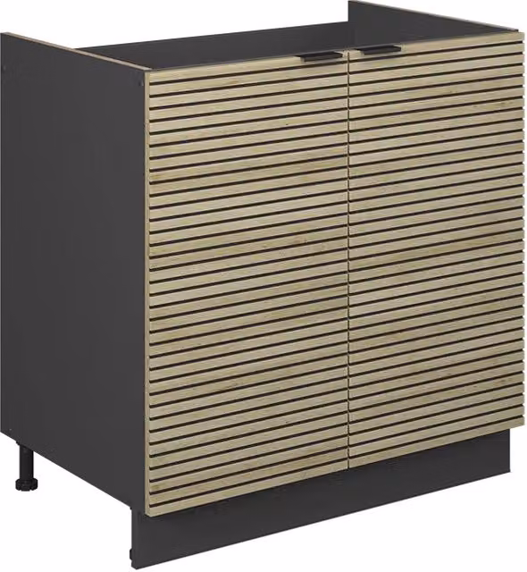Mobile lavello cucina Fame-Line Vicco in quercia e antracite con ante a battente L: 80 cm, P: 51,6 cm, H: 82 cm