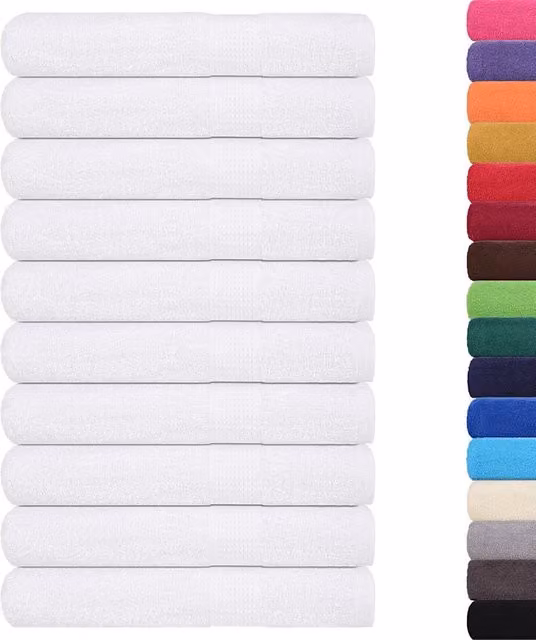 Set di 10 asciugamani vidaXL in cotone spugna bianco, L: 100 cm x P: 200 cm, 360 g/m²