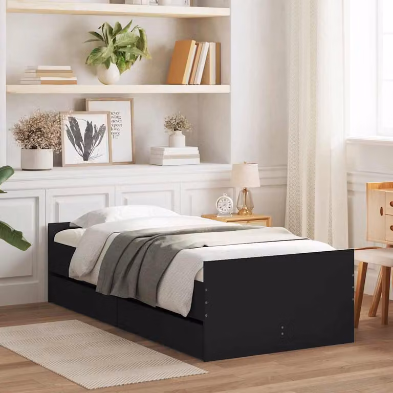 Giroletto vidaXL con cassetti nero L/P/H: 190 x 90 x 30 cm