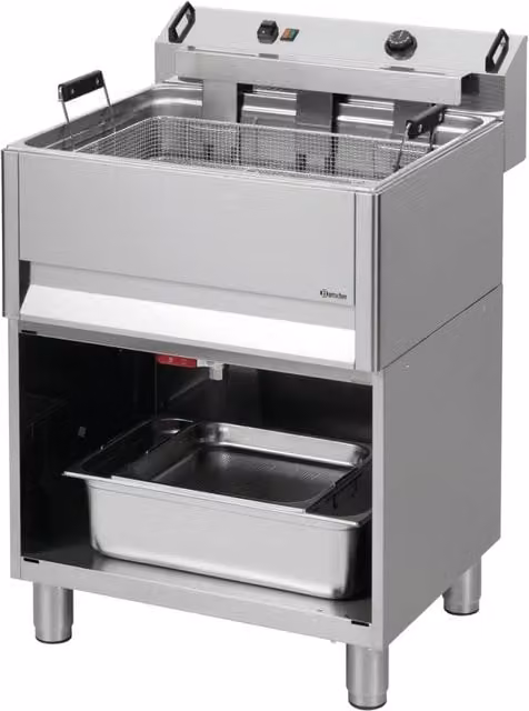 Friggitrice per pasticceria Bartscher BF 30E OU in acciaio inox color argento con zona fredda dell'olio