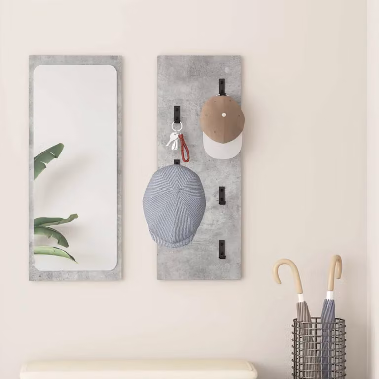 vidaXL Appendiabiti a muro moderno in MDF Grigio opaco L 80 x H 30 x P 1,5 cm