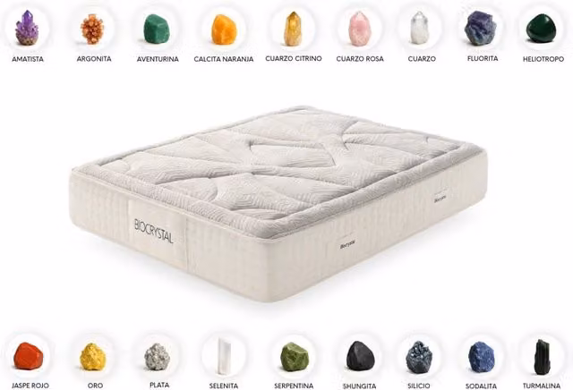 Materasso ibrido Biocrystal Gold Spring Moonia, L/P: 160 x 190 cm, Altezza: 30 cm, colore bianco