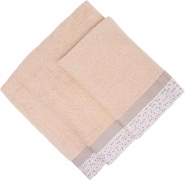 Set di 3 asciugamani Pallini Ipersan in cotone color nocciola con motivo a pois