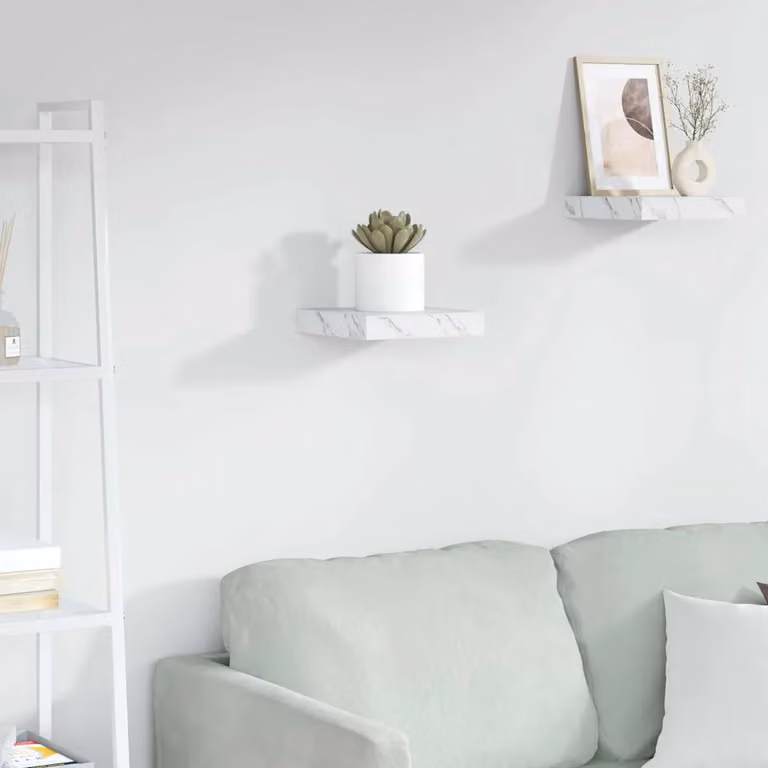 Scaffale da parete vidaXL in marmo bianco con finitura opaca L: 23 cm, P: 23,5 cm, H: 3,8 cm