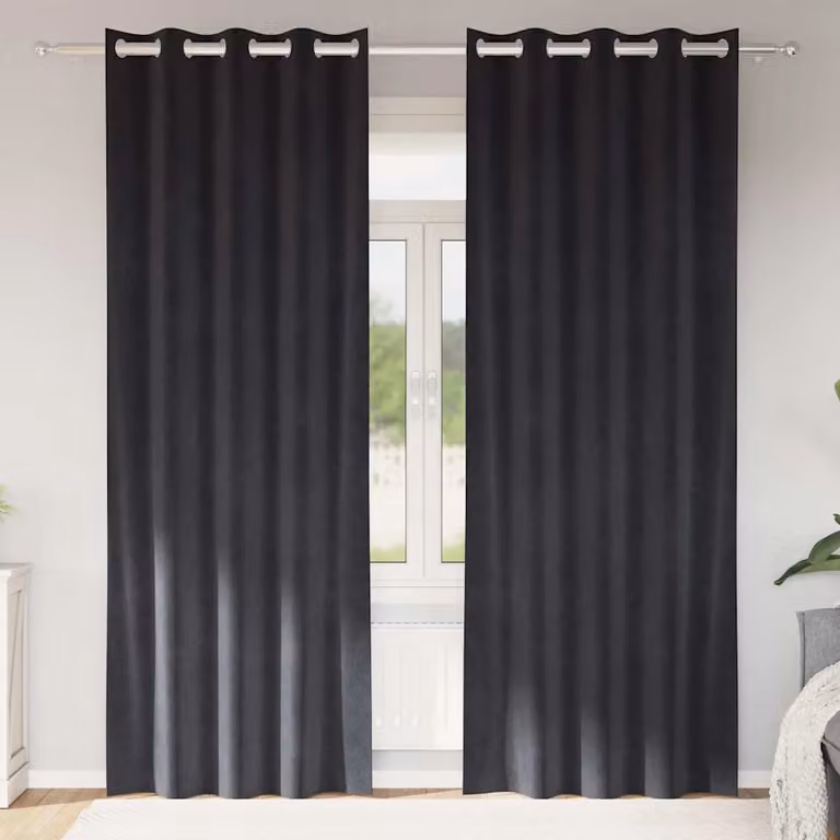 Set di 2 tende oscuranti vidaXL in velluto antracite, L: 140 cm, H: 260 cm