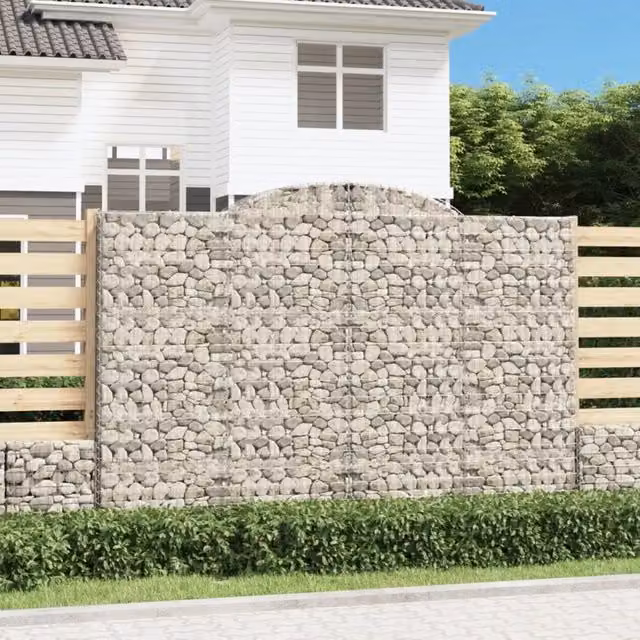 Set di 4 Cesti Gabbioni ad Arco Videx in Acciaio Zincato Grigio L: 300 cm, P: 50 cm, H: 200/220 cm