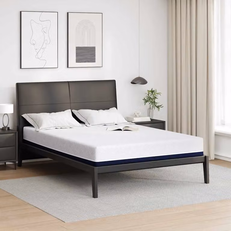 vidaXL Materasso in Gel Bianco e Blu con Tessuto Jacquard L: 140 cm, P: 200 cm, H: 20 cm