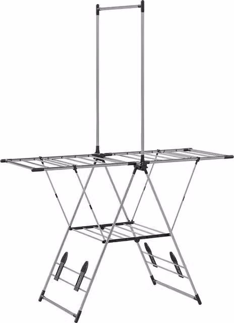 Stendibiancheria da pavimento pieghevole HOMCOM con ali regolabili a 5 livelli, Argento, L: 139 cm, P: 62,5 cm, H: 201 cm