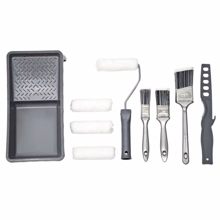 Set Pittura Completo DICTROLUX da 9 Pezzi con Rullo, Pennelli e Vaschetta per Idropittura