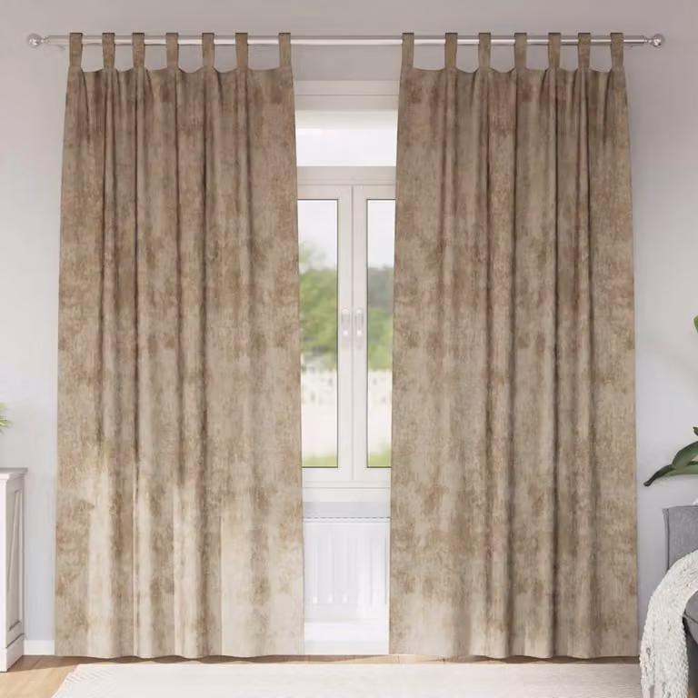 Set di 2 tendine in velluto vidaXL beige con funzione oscurante e termoisolante, H: 225 cm x L: 140 cm