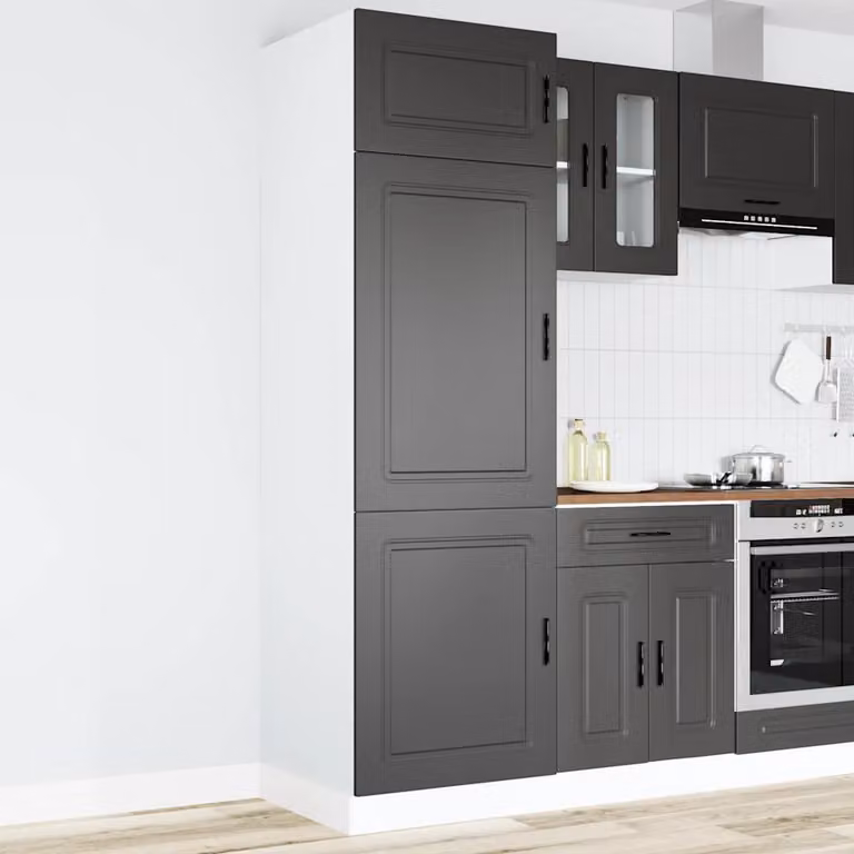 Armadio da Cucina Moderno vidaXL Nero in Legno MDF L: 57 cm, P: 60 cm, H: 207 cm