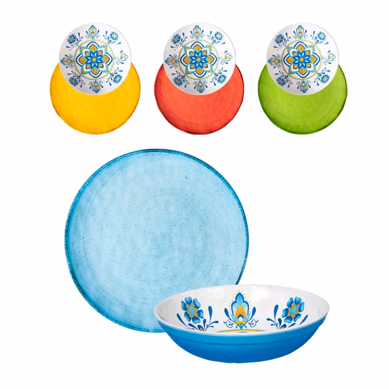 Servizio di piatti Maioliche Gusto Casa in melamina multicolore, 8 pezzi