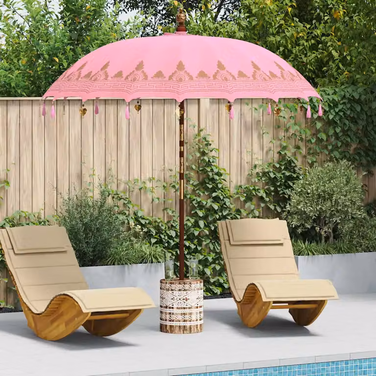 Ombrello balinese con base vidaXL Rosa L 215 cm x P 215 cm x H 260 cm