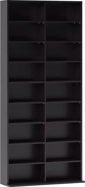 Scaffale porta CD e DVD HOMCOM nero con ripiani regolabili, L 78.5 cm x P 24 cm x H 175 cm