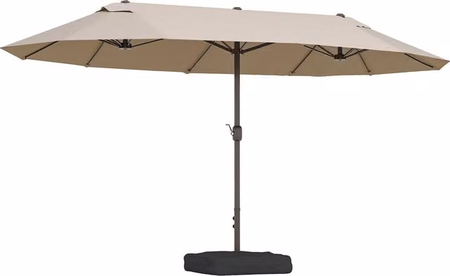 Ombrellone da Giardino Doppio Outsunny con Apertura a Manovella, Base a Croce e Zavorra, Acciaio e Poliestere, Colore Beige, L: 460 cm x P: 270 cm