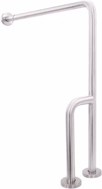 Maniglione di sostegno angolato per doccia per disabili Nofer in acciaio inox satinato argento