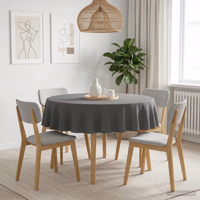 Set di 5 tovaglie rotonde vidaXL in poliestere, colore grigio, idrorepellenti e lavabili in lavatrice, Ø 140 cm