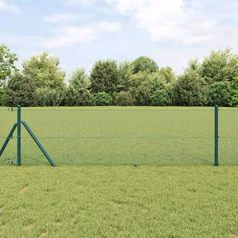 Recinzione a rete saldata vidaXL in acciaio e PVC verde da fissare a terra L: 100 m, H: 0,8 m