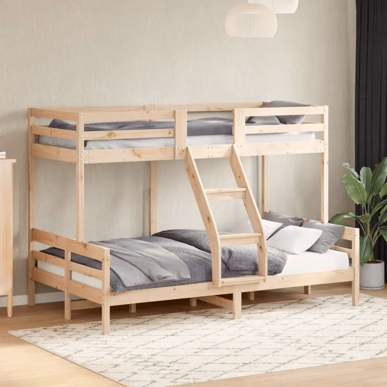 vidaXL Letto a Castello in Legno Massello di Pino, Colore Marrone e Sabbia, L/P/H: 80 x 200 cm / 120 x 200 cm