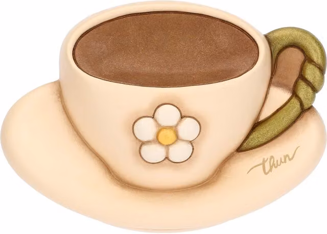 Decorazione da parete a forma di tazzina in ceramica THUN Country Bloom beige con decoro floreale