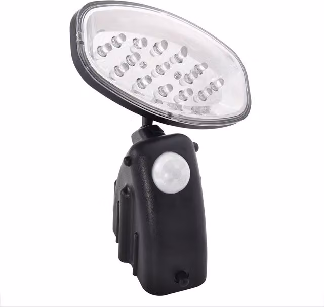 Lampada solare Deuba con 15 LED, sensore di movimento e design regolabile, colore nero per giardino, balcone e terrazza