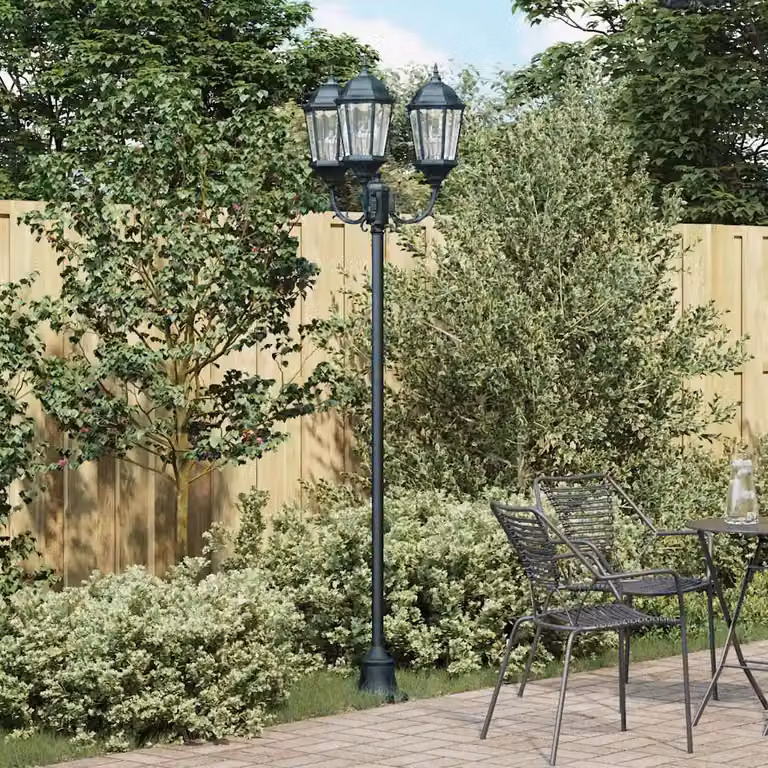 Luce da giardino vidaXL in alluminio e vetro, verde e nera, H 241 x L 57 x P 49 cm